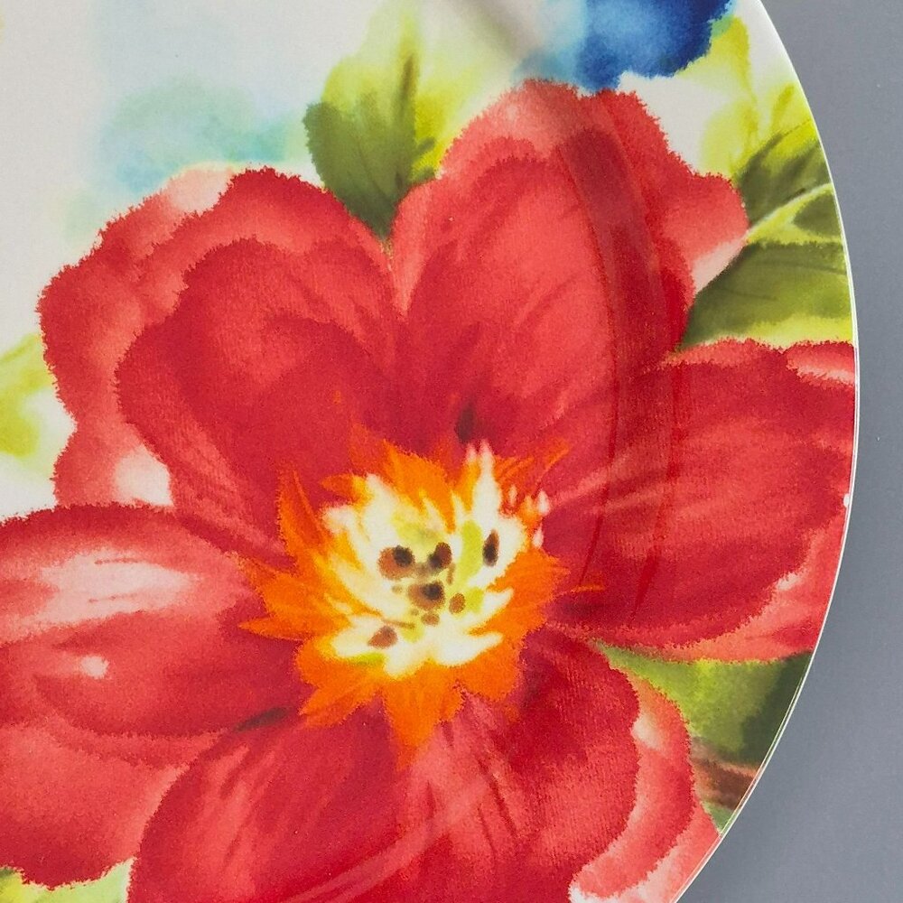 Pier 1 Imports Amelia Floral Dinner Plate, Bright Colored Flowers, Ironstone - Picture 3 of 11